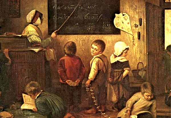 De dorpsschool (P. Van Dijke, 1864).