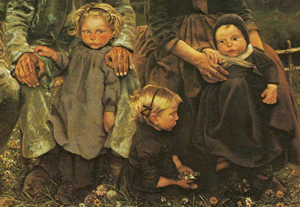 Kinderen uit een boerengezin. (Detail van De grijsaards. Léon Frédéric. Brussel, KMSK).