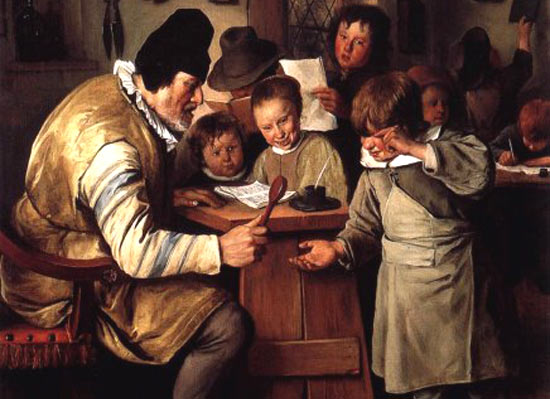 De straffende schoolmeester. Jan Steen, 1663 (Dublin, National Gallery).