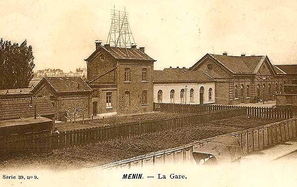 Het station van Menen aan het einde van de 19de eeuw.