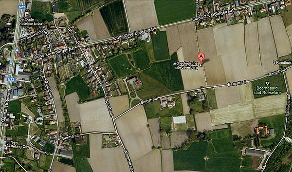 De archeologische site van de Zilverberg op een Google-satellietfoto.