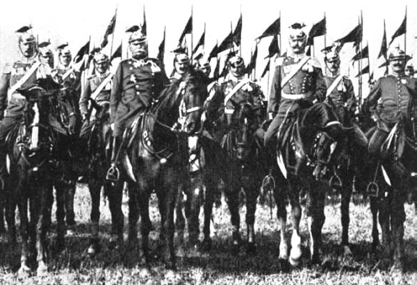 Een groep van Ulanen, Duitse verkenners te paard.